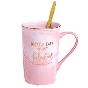 Shein Not A Day Over Fabulous Cute Girly Pink Gold Coffee Tea Mug